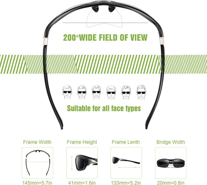 3-Pack Polarized Sports Sunglasses for Men – Wraparound UV Protection for Cycling, Fishing & Driving