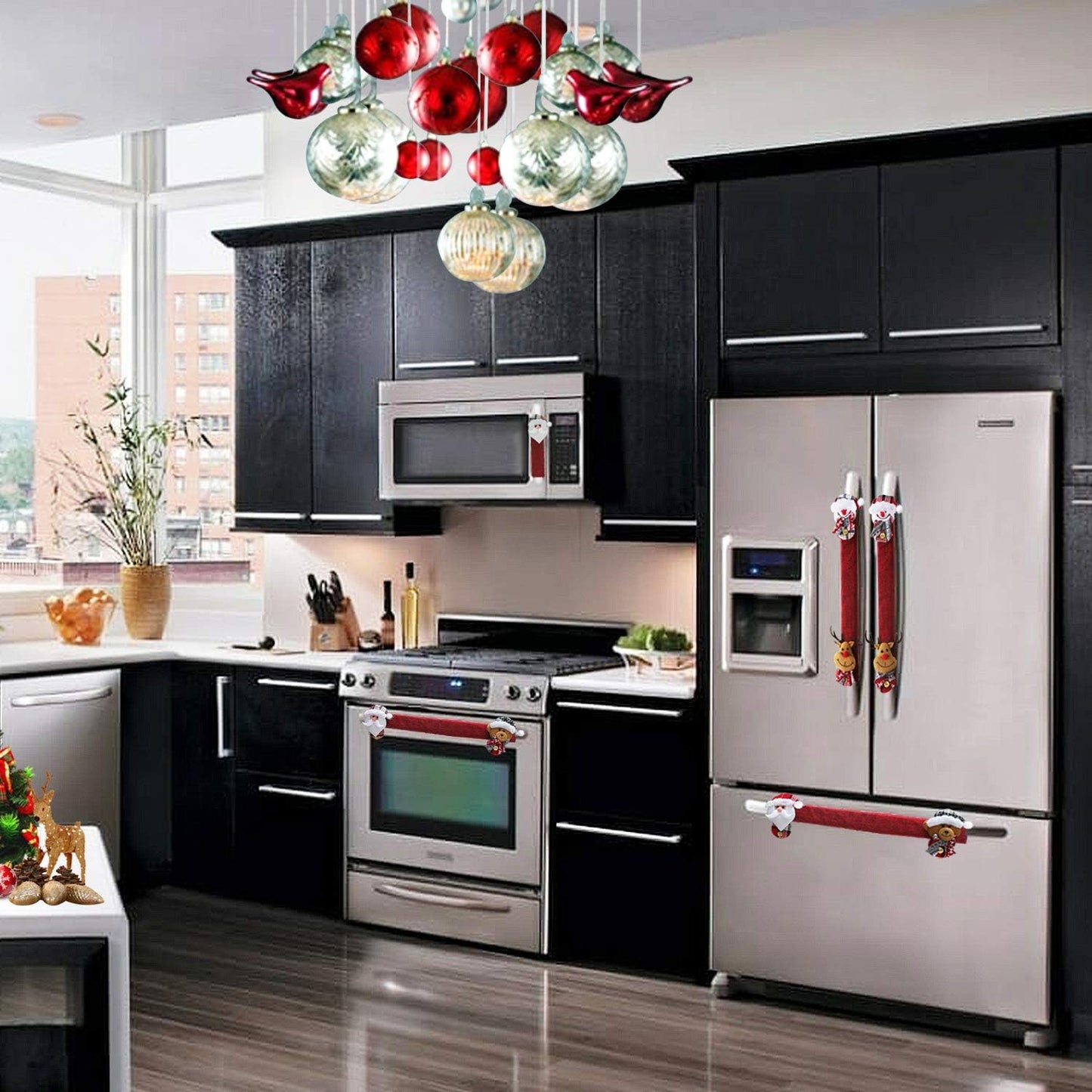 6-Pack Christmas Refrigerator Handle Covers - Santa & Snowman