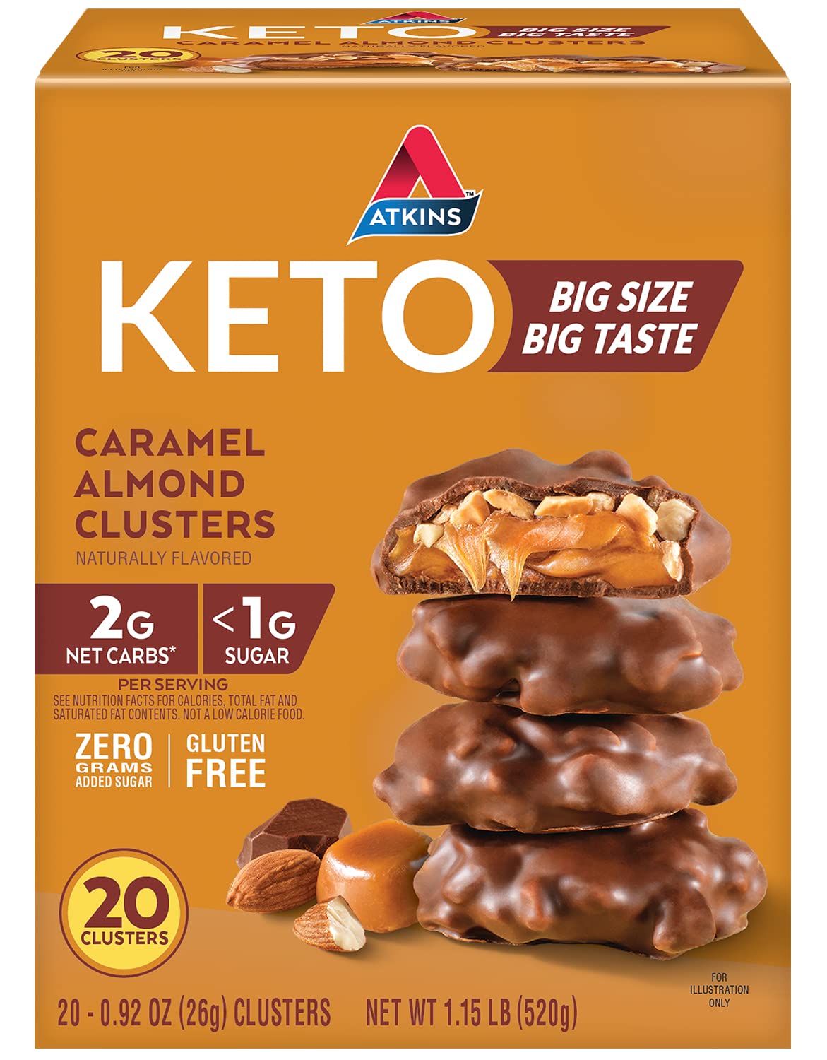Caramel Almond Clusters & Endulge Peanut Butter Cups, Dessert Favorite, Low Carb