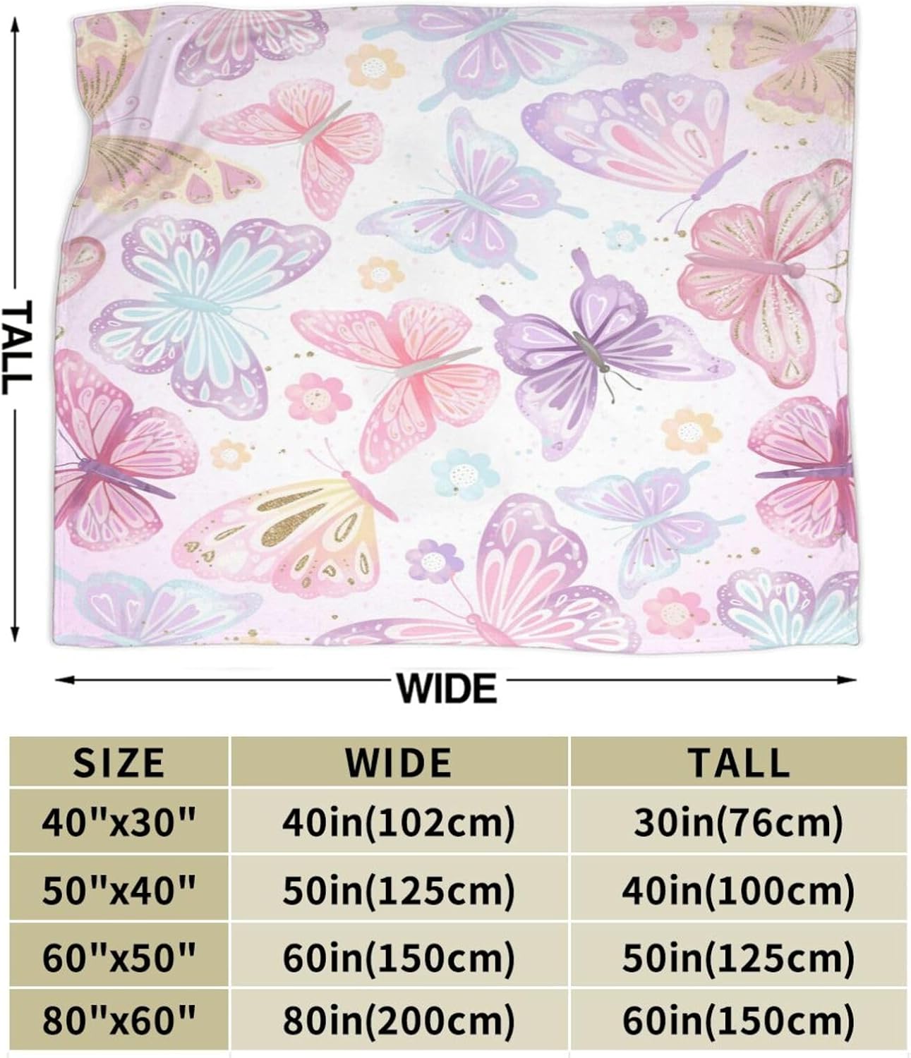 Cozy Pink Butterfly Throw Blanket for Women and Kids – Super Soft Plush Fleece, 40"x50"