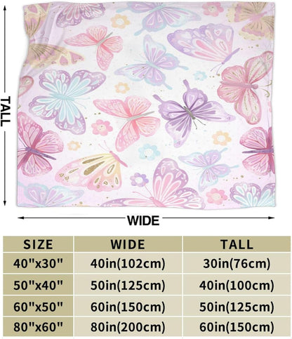 Cozy Pink Butterfly Throw Blanket for Women and Kids – Super Soft Plush Fleece, 40"x50"