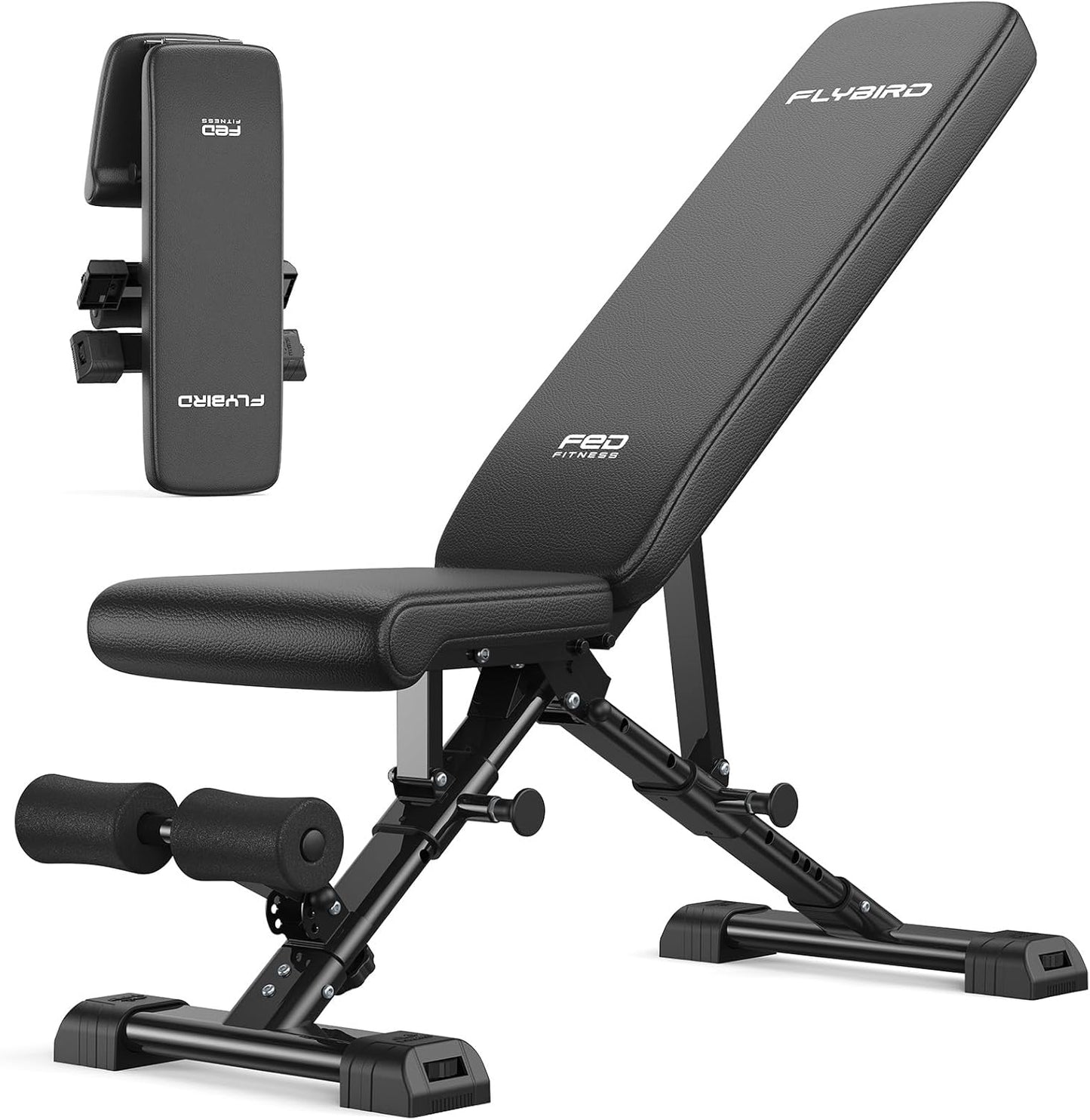 WB5 Adjustable Weight Bench – ASTM-Certified 800 lb Foldable Workout Bench for Home Gym with Extended Backrest & FID Positions
