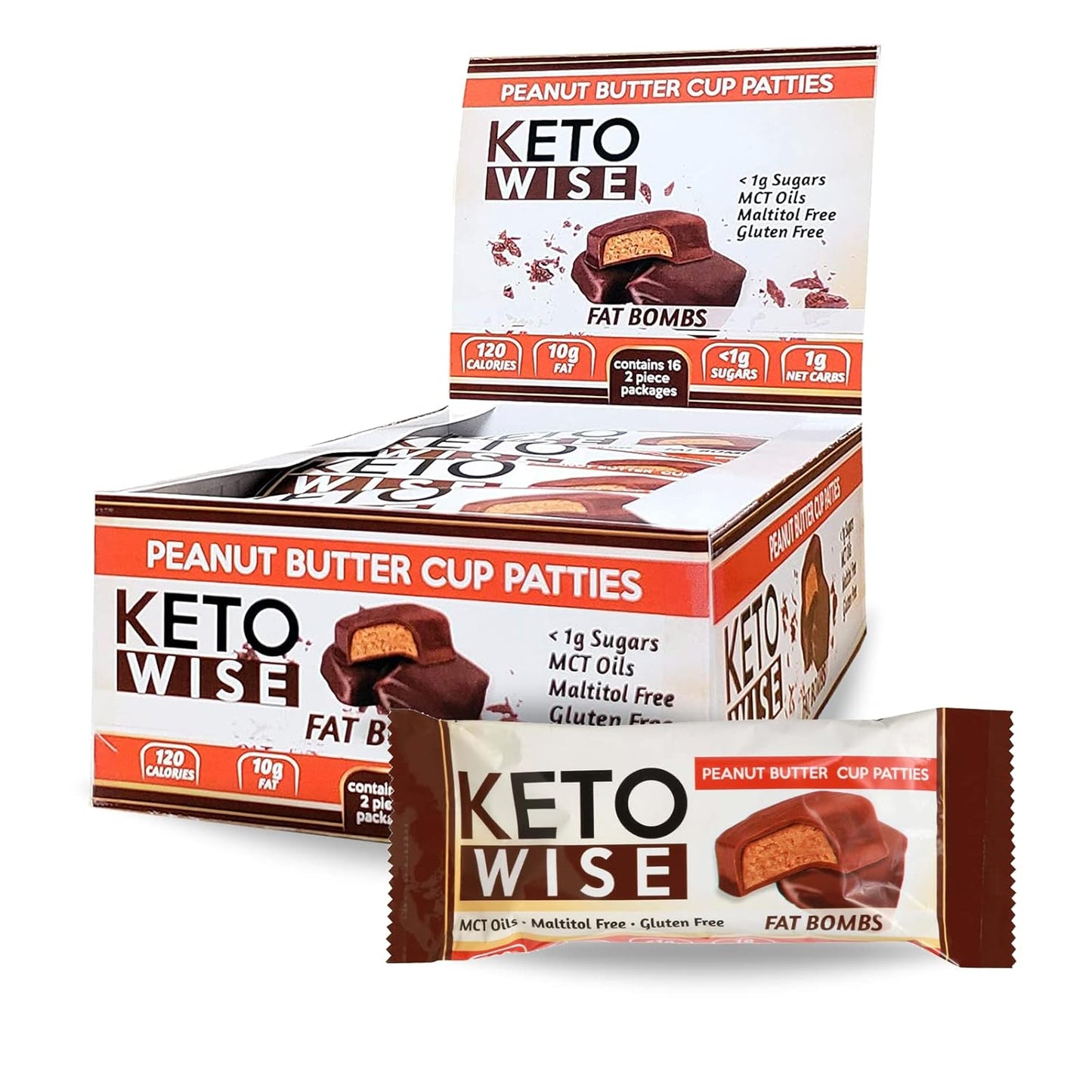Peanut Butter Cup Fat Bombs – Keto-Friendly, Zero Sugar Added, Low Carb with MCT Oil, 16 Count