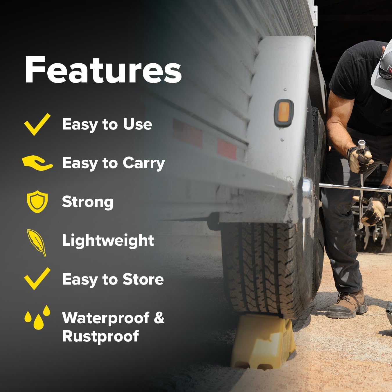 Trailer Aid Plus Tandem Tire Ramp – 5.5" RV & Trailer Tire Lift Ramp for Easy Tire Changes Without Unloading Cargo, Yellow
