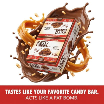 Crispy Caramel Fat Bombs – Keto-Friendly, Zero Sugar Added, Low Carb with MCT Oil, 16 Count