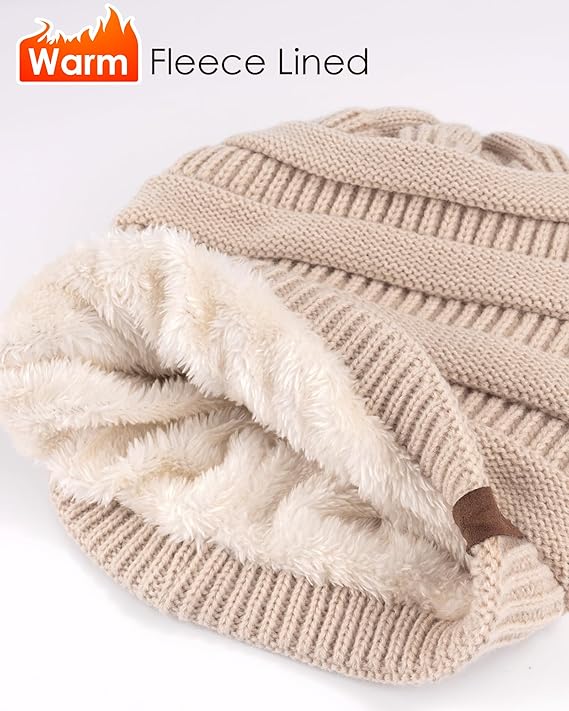Women’s Winter 4-Piece Knit Set – Beanie, Scarf, Touchscreen Gloves & Ear Warmer