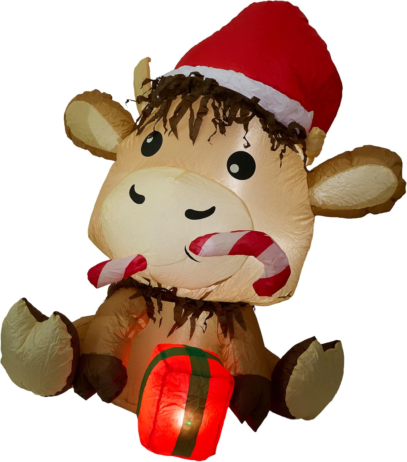 41" Inflatable Highland Cow Christmas Decor with LED Lights