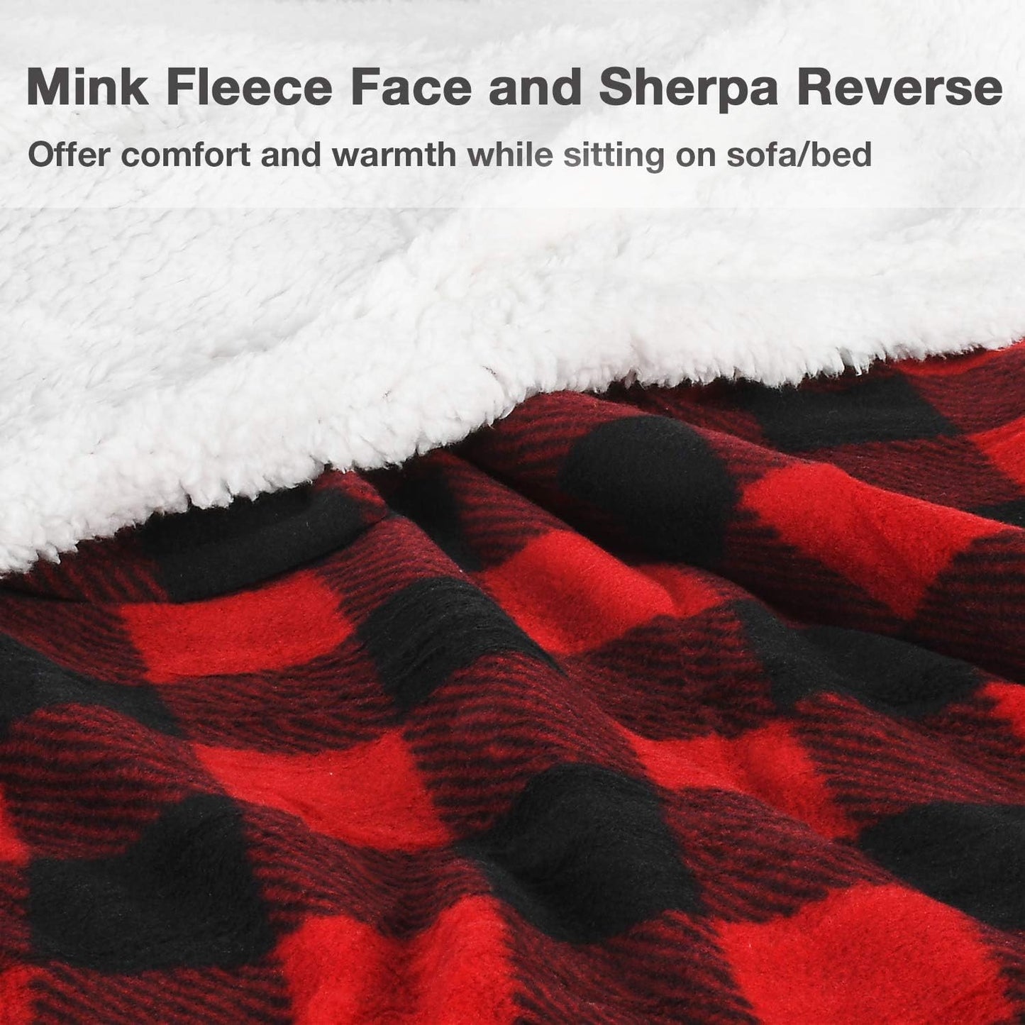 Sherpa Wearable Blanket with Sleeves – Super Soft, Warm Fleece TV Throw for Adults (Buffalo Plaid)