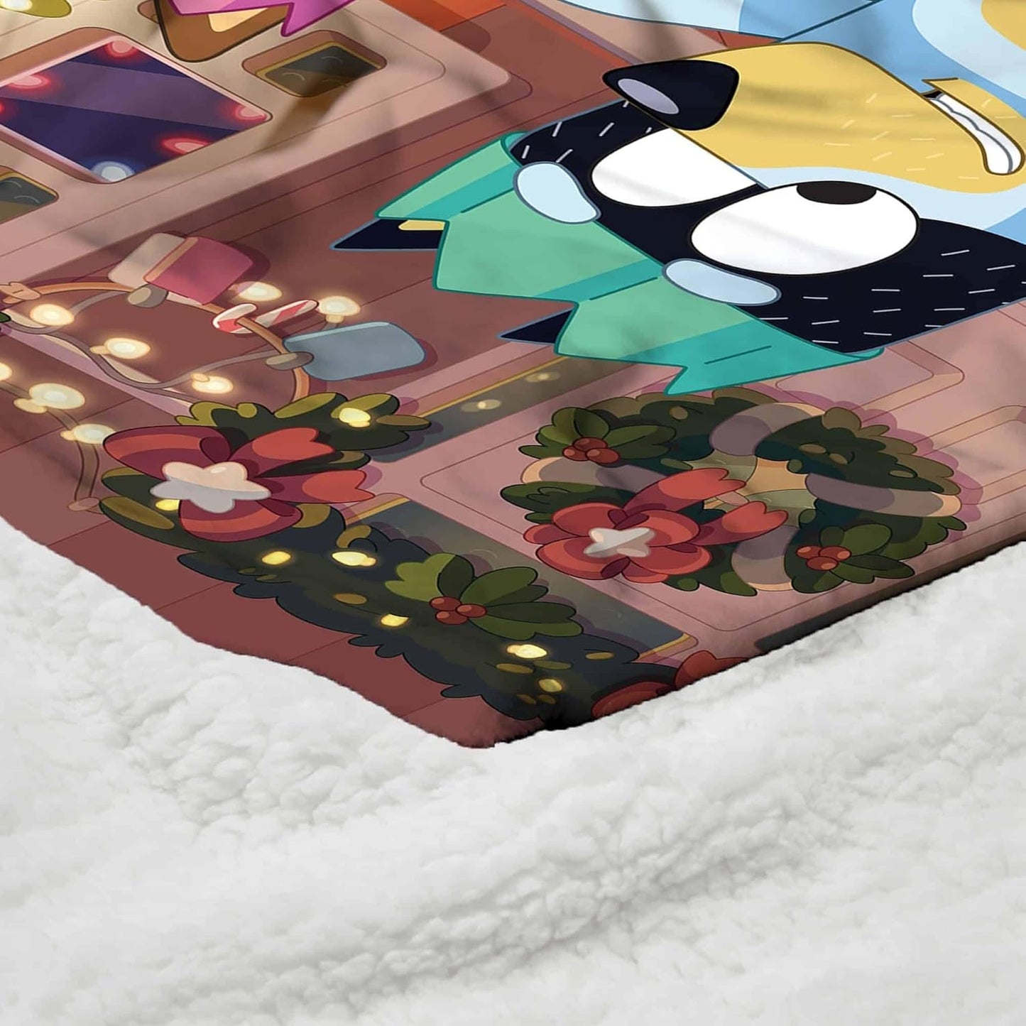 Bluey Silk Touch Sherpa Throw Blanket, Family Christmas, 50" x 60"