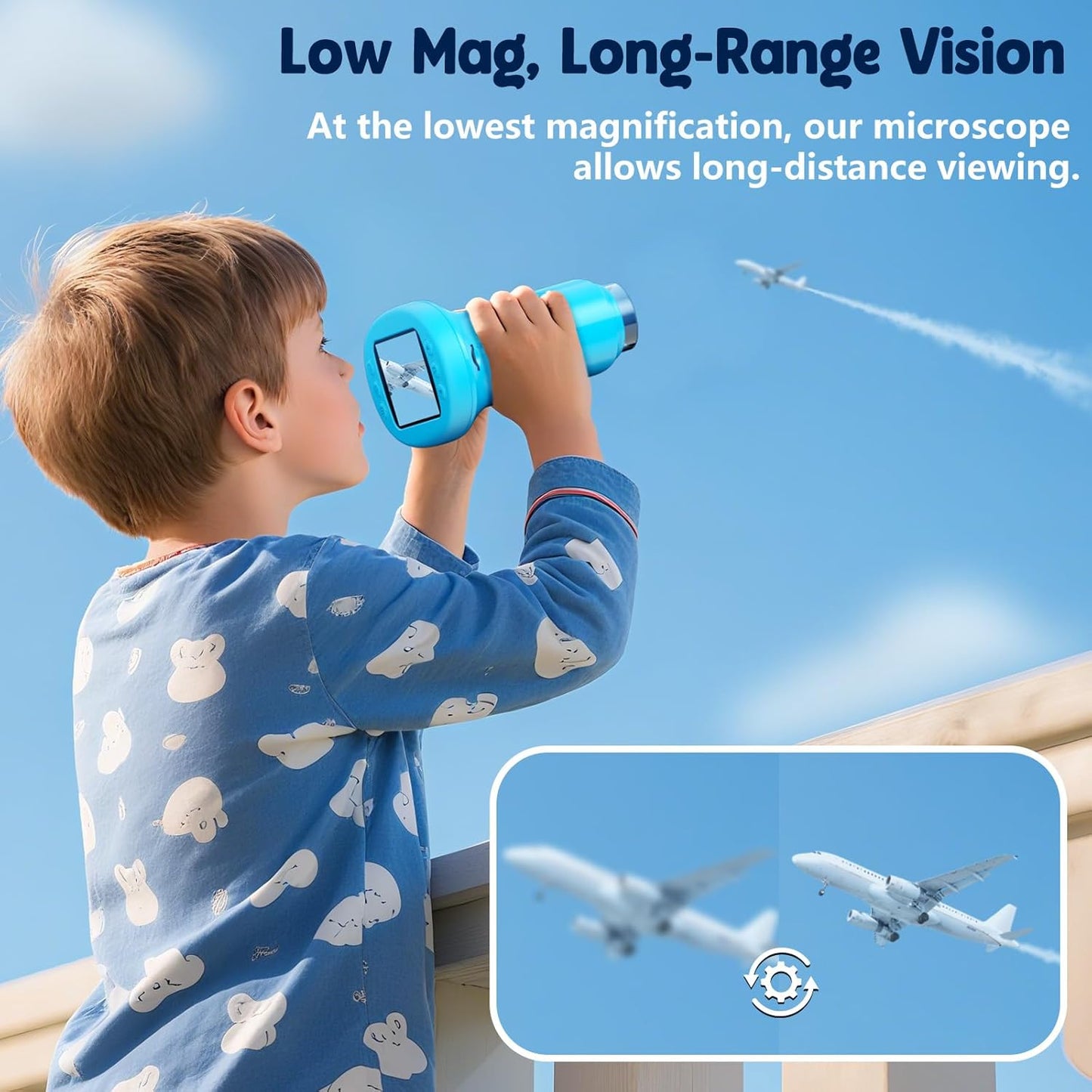 1000X Kids Handheld Digital Microscope – 4K 2.4" Screen with 12 Slides (Blue)