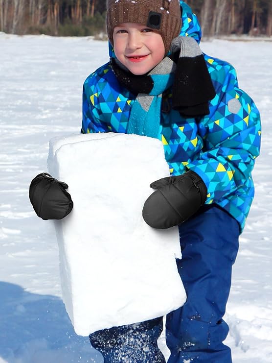 Kids’ Waterproof Mittens (3 Pairs) – Warm, Thick Snow Gloves for Girls & Boys