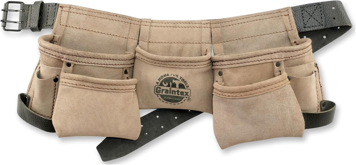 Kids Tool Belt – Suede Leather 9 Pocket Tool Apron with Hammer Loops for Boys & Girls