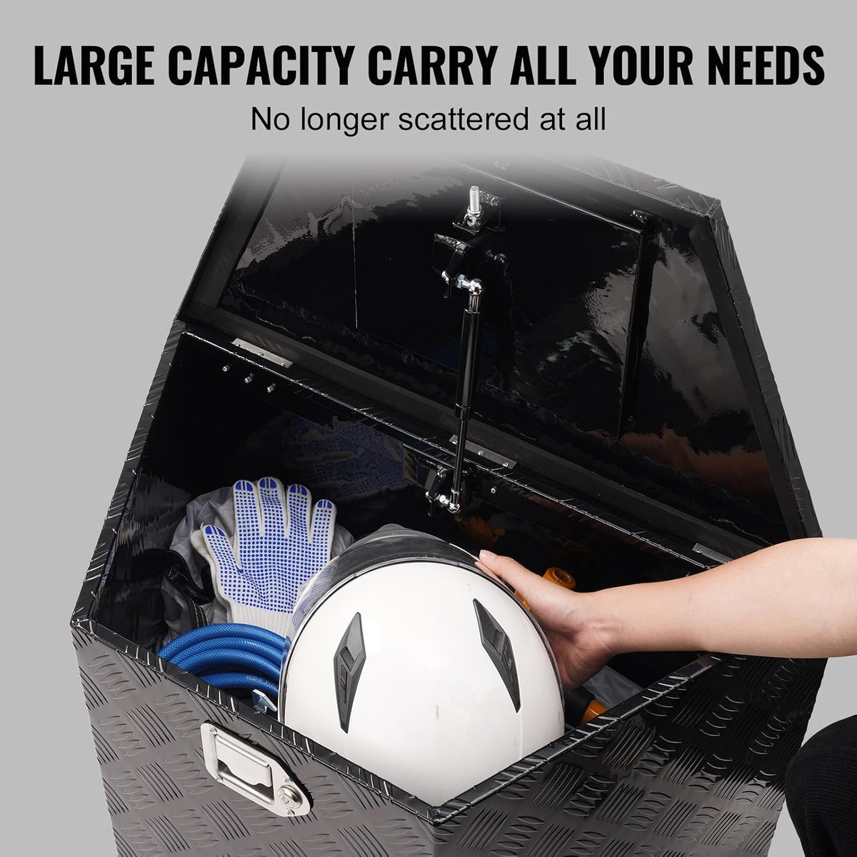 Heavy-Duty Aluminum Trailer Tongue Tool Box – 39" Lockable Storage Chest with Keys for Trailers, Trucks, RVs & Off-Road Vehicles, Black