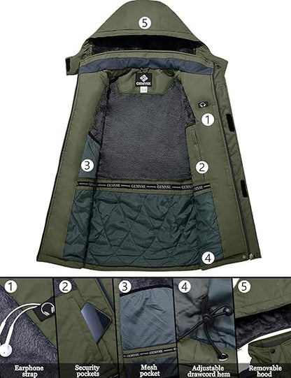Men's Ski Snow Jacket Warm Winter Waterproof Coat Hooded Windproof Windbreaker