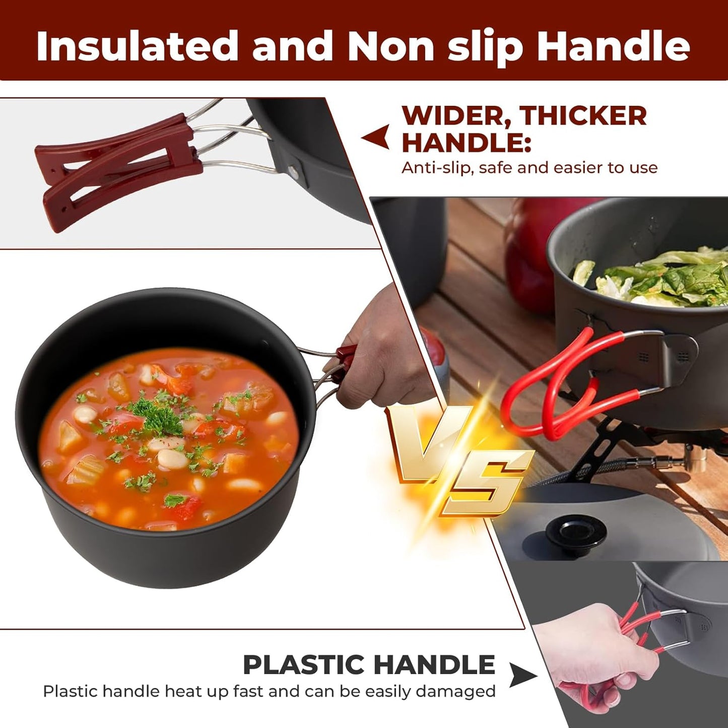 Lightweight Camping Cookware Set for Family Hiking and Picnics