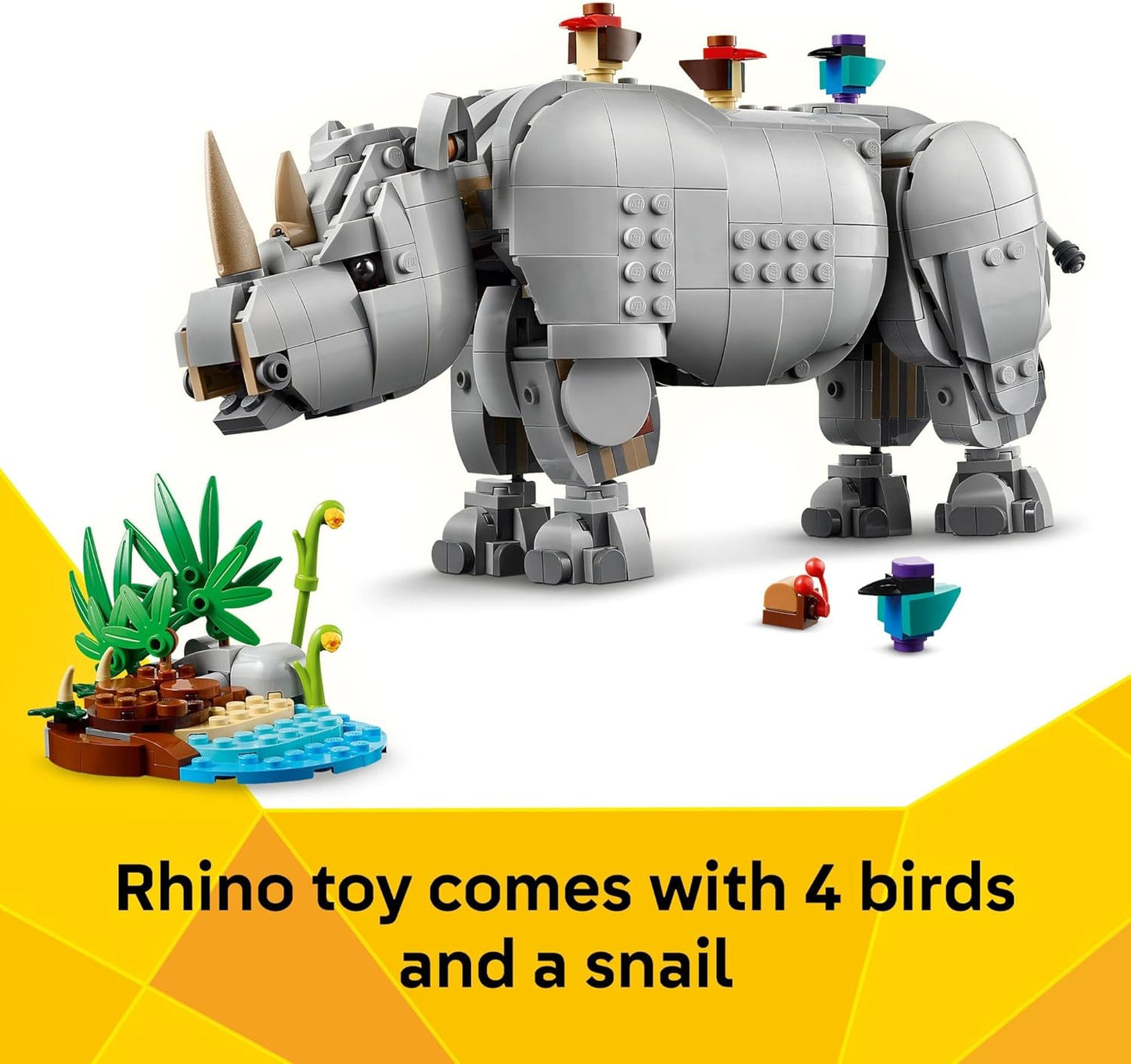 3-in-1 Wild Animals Rhino Building Toy for Ages 9+