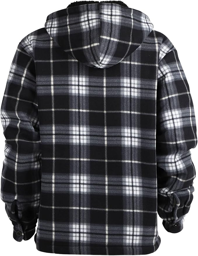 Men’s Sherpa-Lined Plaid Flannel Jacket – Heavy Warm Fleece Coat (Big & Tall, S–5XL)