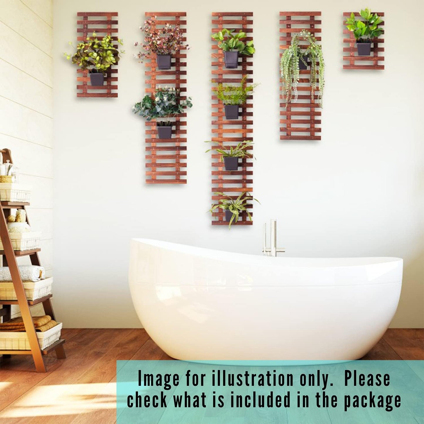2 Pack, Wooden Hanging Large Planters for Indoor Outdoor Plants, Live Vertical Garden, Plant Wall Mount Flower Pot Holder Hanger Stand Green Herb Wall Decor 47.2" (120cm)