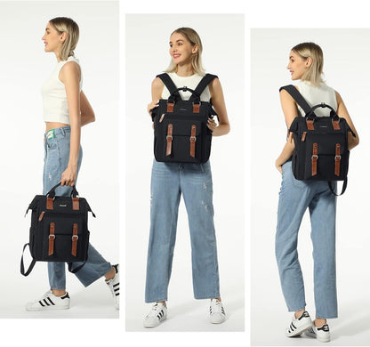 15.6 Inch Backpack for Women, School Work Travel Backpack with Purse