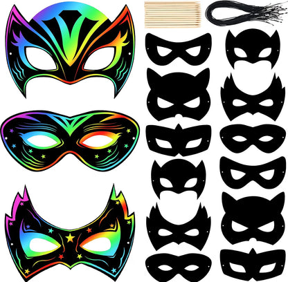 150-Piece Halloween Hero Scratch Masks for Kids – Classic DIY Art Craft Kit & Party Favors