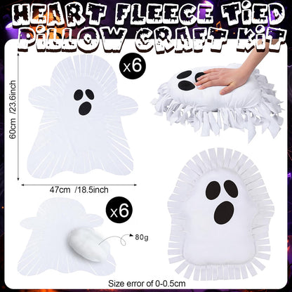 6-Set Halloween Ghost Tied Pillow Craft Kit – No-Sew DIY Pillow Activity for Kids