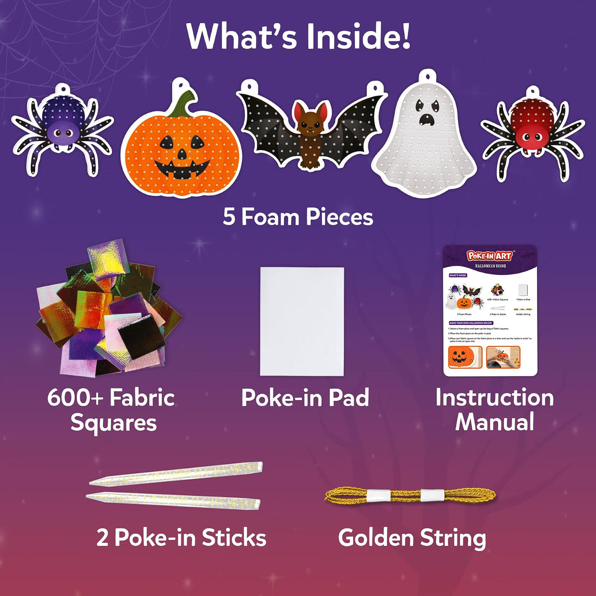 Poke-in Art Halloween Wood Craft Kit for Kids – DIY Holiday Decoration & Creative Activity