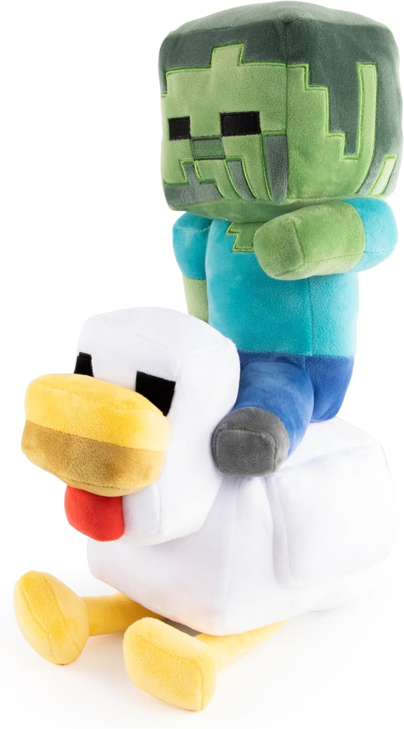 Minecraft Plush Pillow Buddy – 20" Soft Stuffed Pillow (Gray Chicken Jockey)
