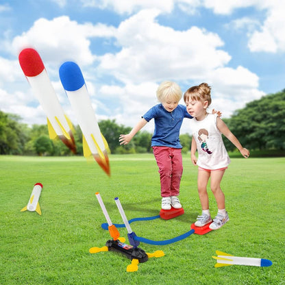 Duel Foam Rocket Launcher – Outdoor Jump Rocket Game with 8 Flashing Rockets (Ages 5–8)