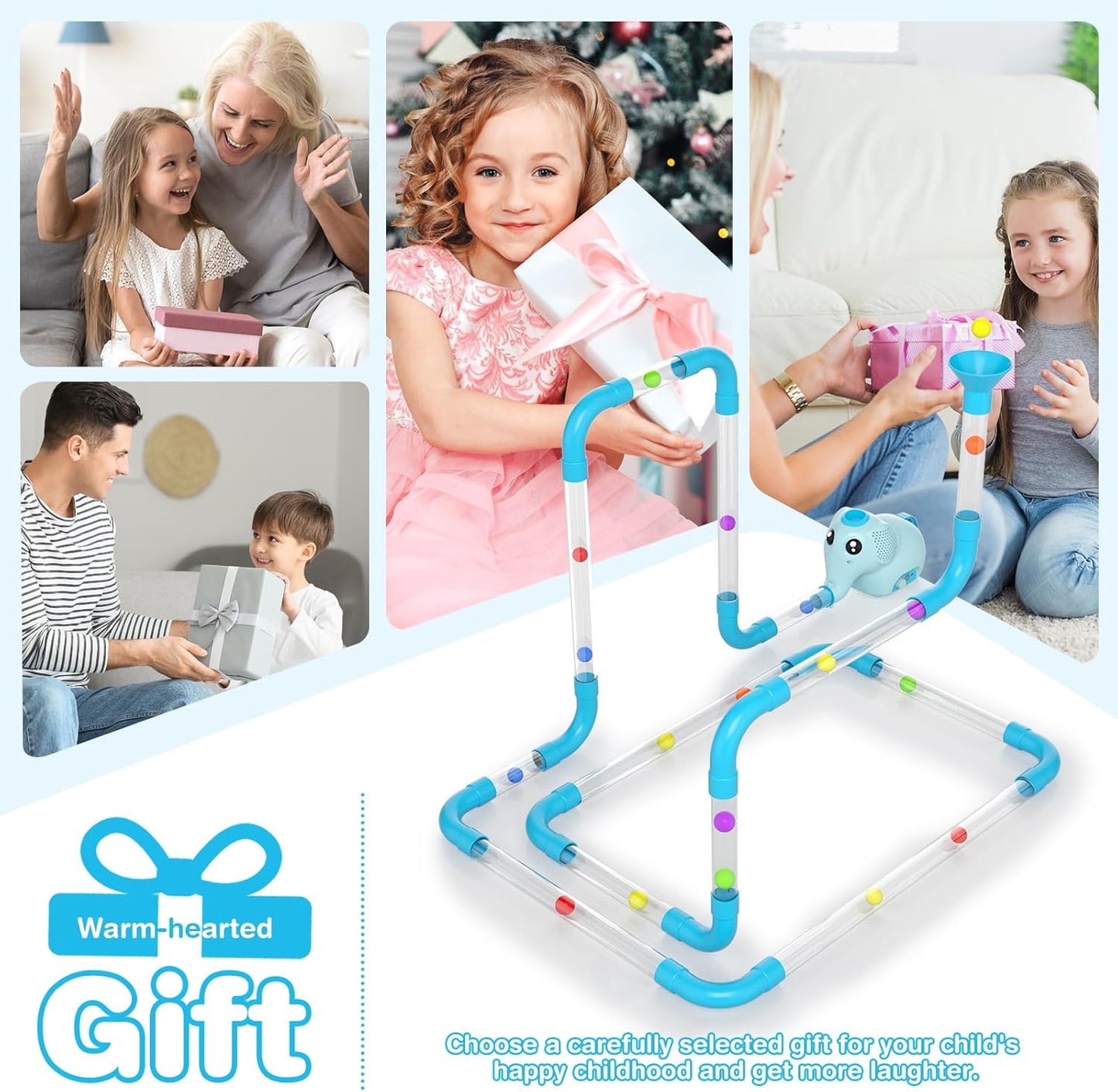 STEM Air-Powered Building Toy – Rechargeable Air Tubes & Turbine Set with 30 Foam Balls (Ages 3–8+)