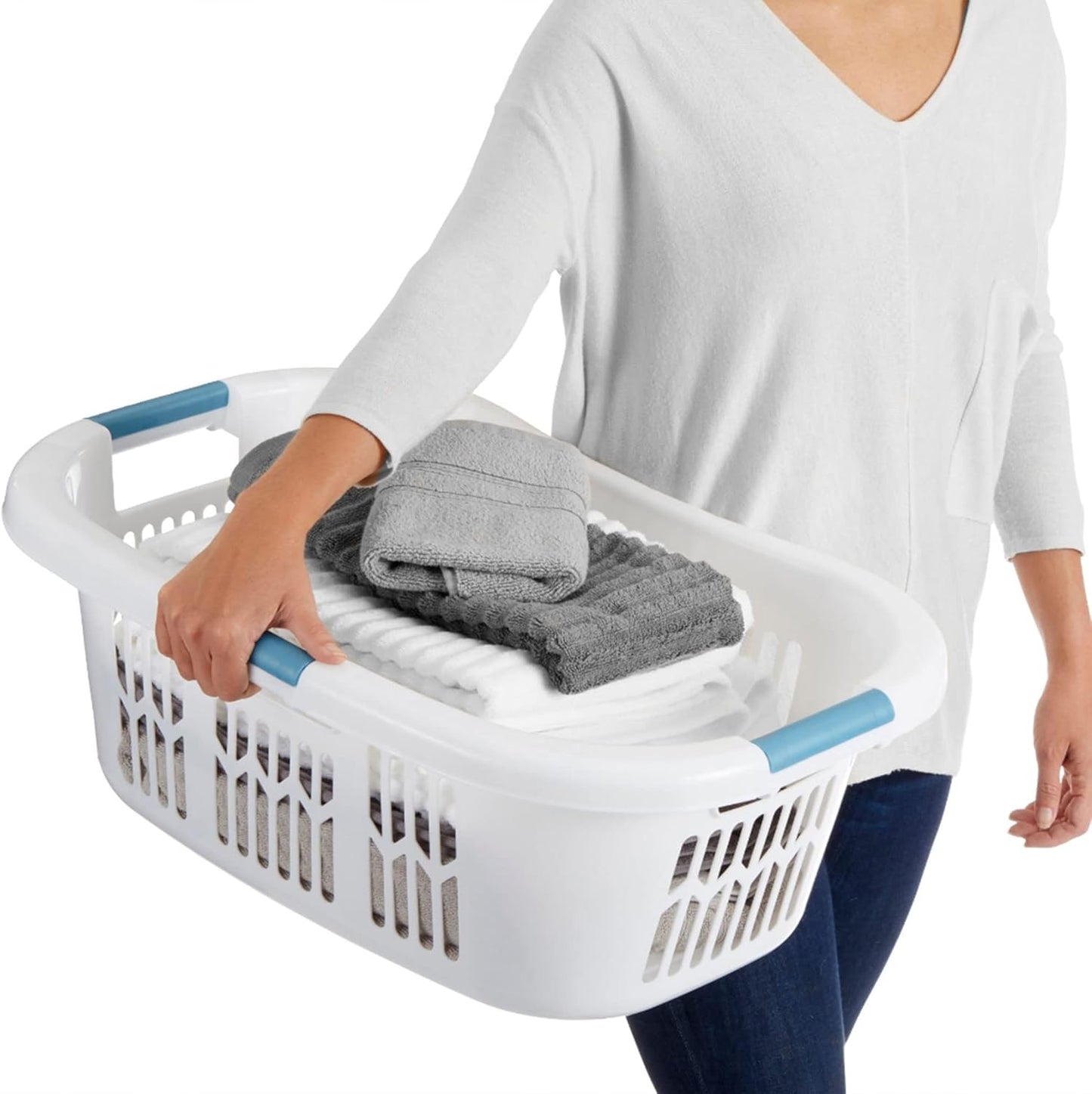 XL Hip-Hugger Laundry Basket - 2.1 Bushel, White