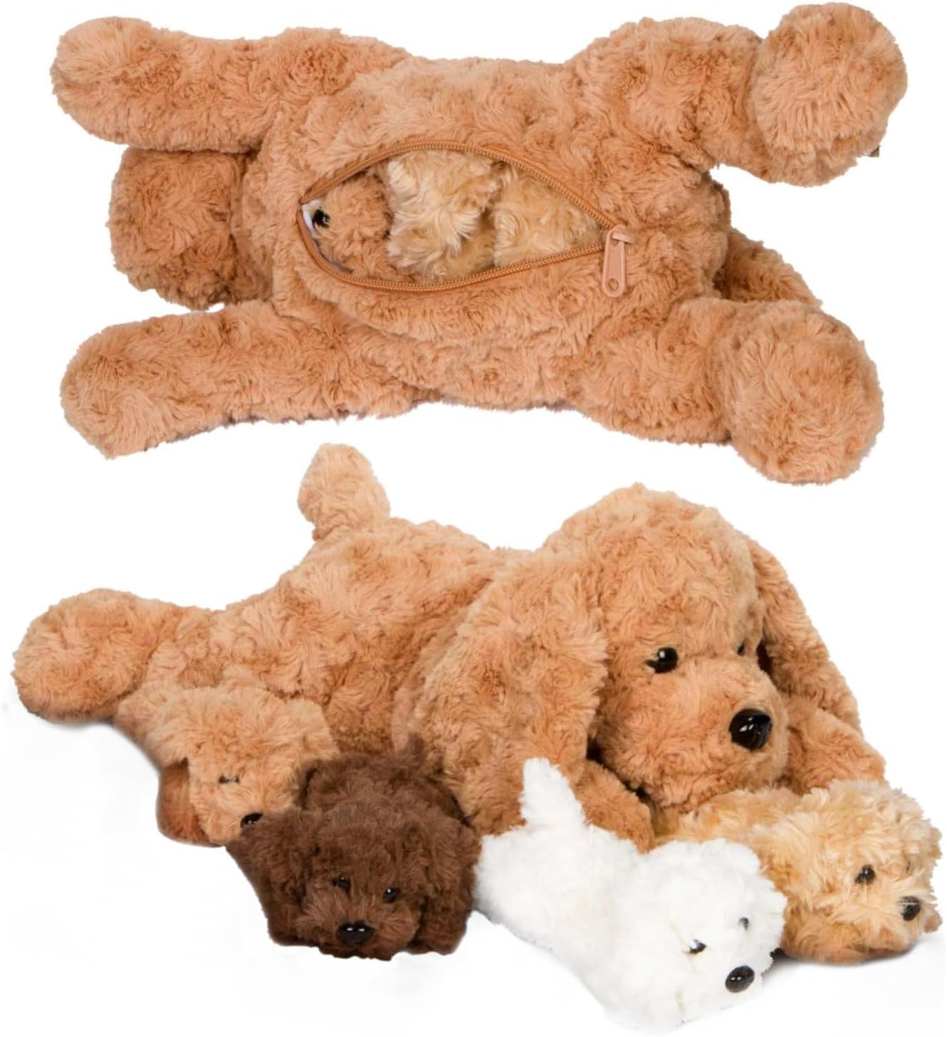 Adopt Me Labradoodle Plush Toy – Stuffed Animal with 4 Surprise Puppies for Kids 3+