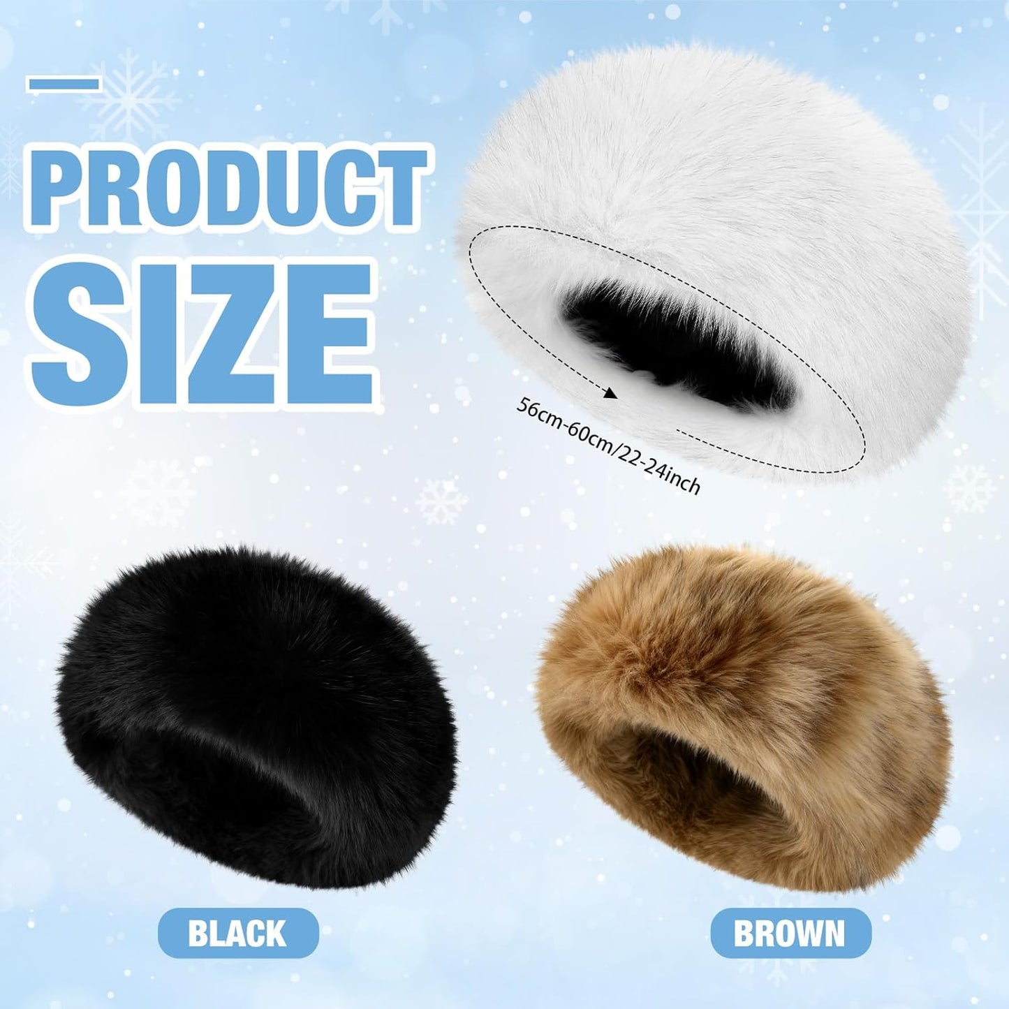3-Pack Faux Fur Headbands for Women – Fluffy Winter Ear Warmers (3 Colors)