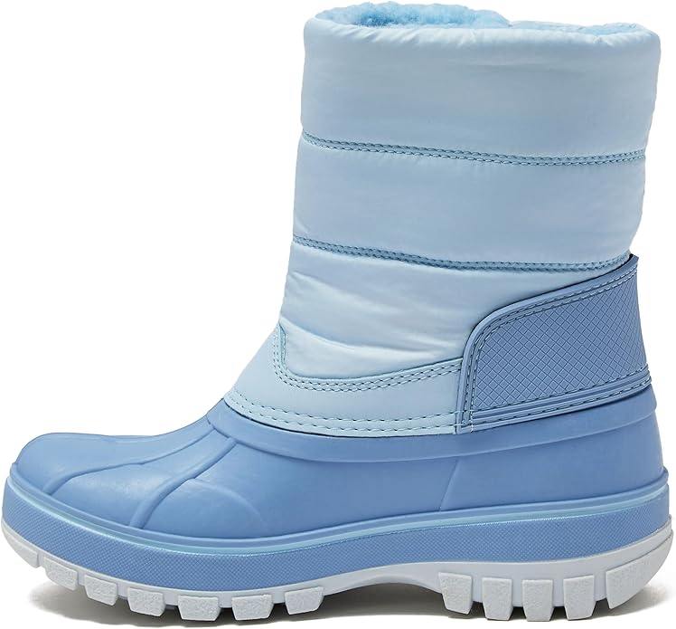 Waterproof Kids' Snow Boots – Insulated, Fleece-Lined Winter Boots for Toddlers, Girls & Boys, Light Blue, Size 7 Big Kid