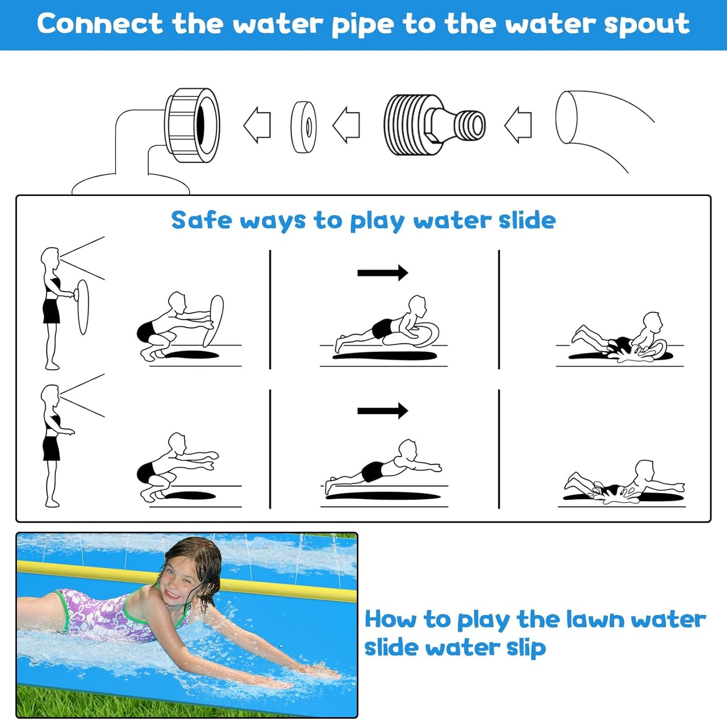 32.8ft Inflatable Water Slide – Dual Racing Lanes Splash Slip for Kids & Adults – Backyard Outdoor Water Toy