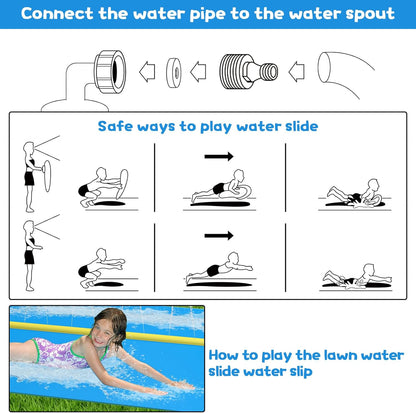 32.8ft Inflatable Water Slide – Dual Racing Lanes Splash Slip for Kids & Adults – Backyard Outdoor Water Toy
