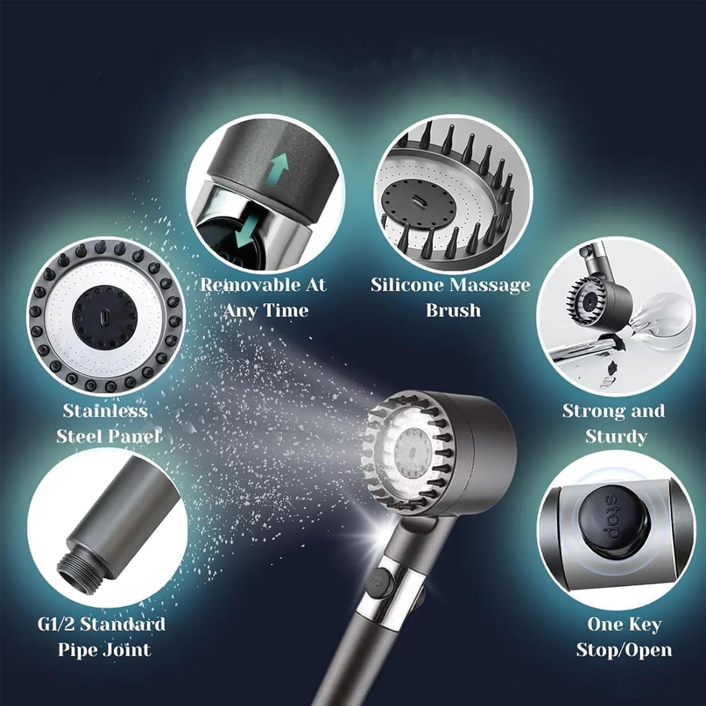 Handheld Ion Drops Filtered Showerhead with Hose – Boost Your Water Ionization Experience