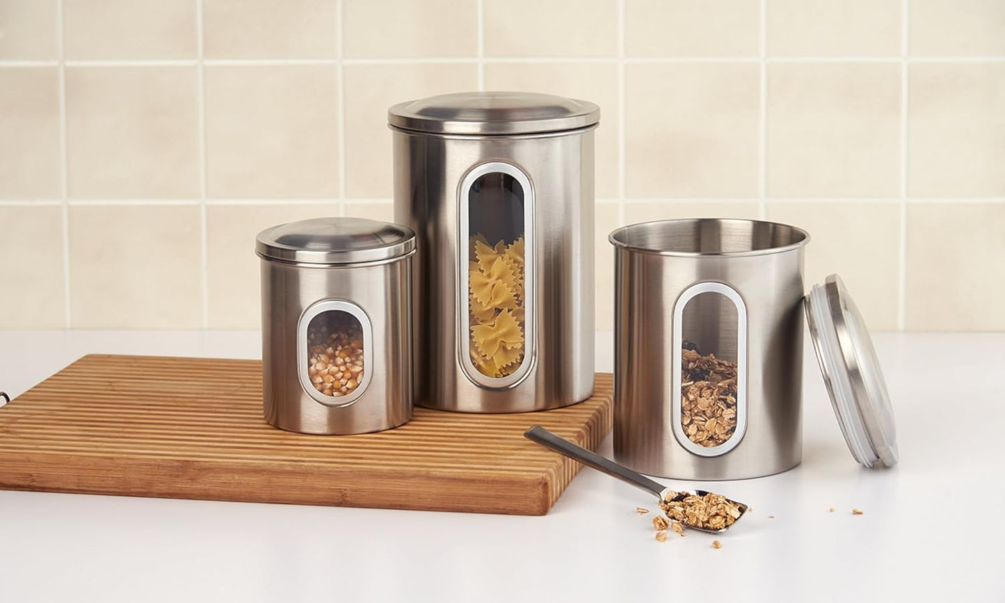 Stainless Steel 3-Piece Canister Set (5.75 x 6 x 8.5 inches)