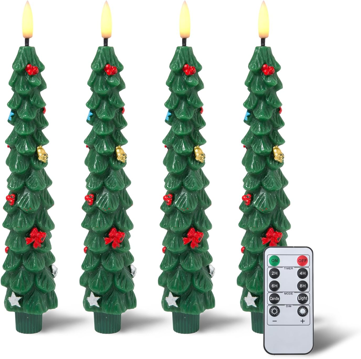 Flameless LED Christmas Tree Candles - 4 Pack, Battery Operated