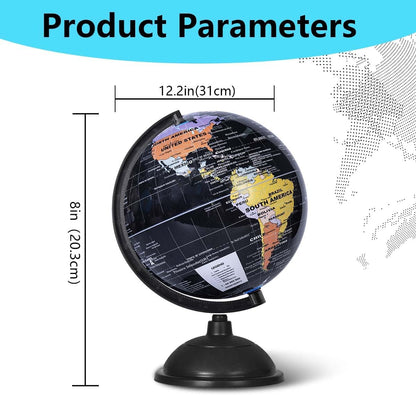 8-Inch World Globe with Stand for Kids' Education and Decor