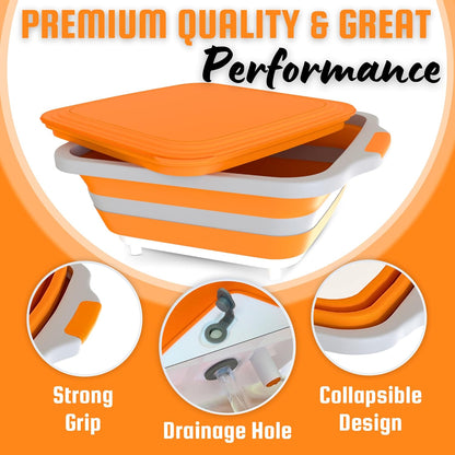 BBQ Prep Tub XL Size with 2 Meat Shredder Claws, Collapsible Cutting Board, and Drip Easy Lid
