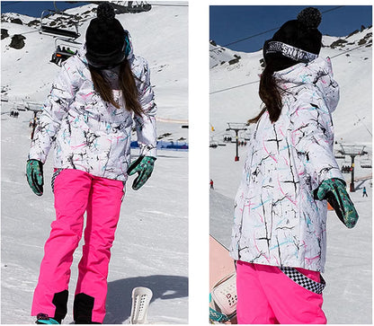 Women’s Ski Jacket & Pants Set – Windproof Waterproof Insulated Snowboarding Snowsuit, Blue, Size Medium