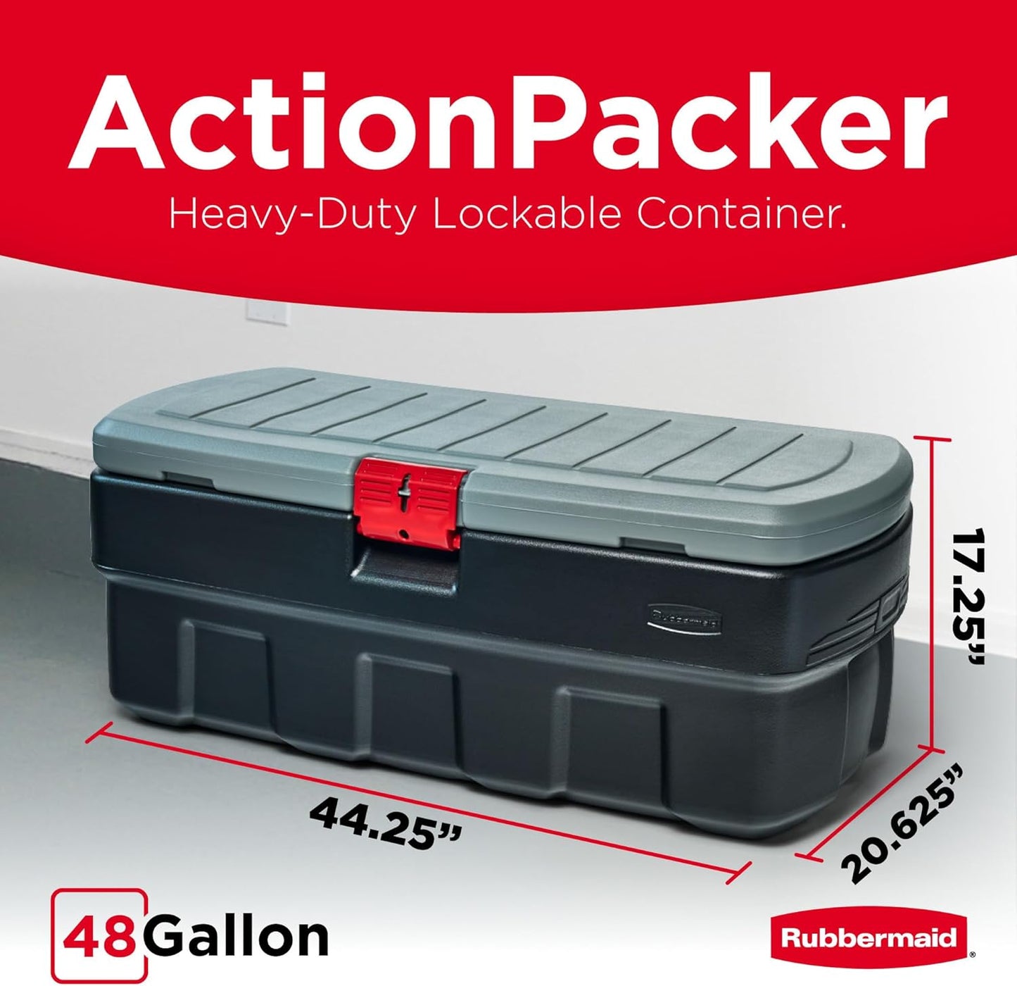 48-Gallon Black Action Packer Lockable Storage Box - Indoor/Outdoor Container