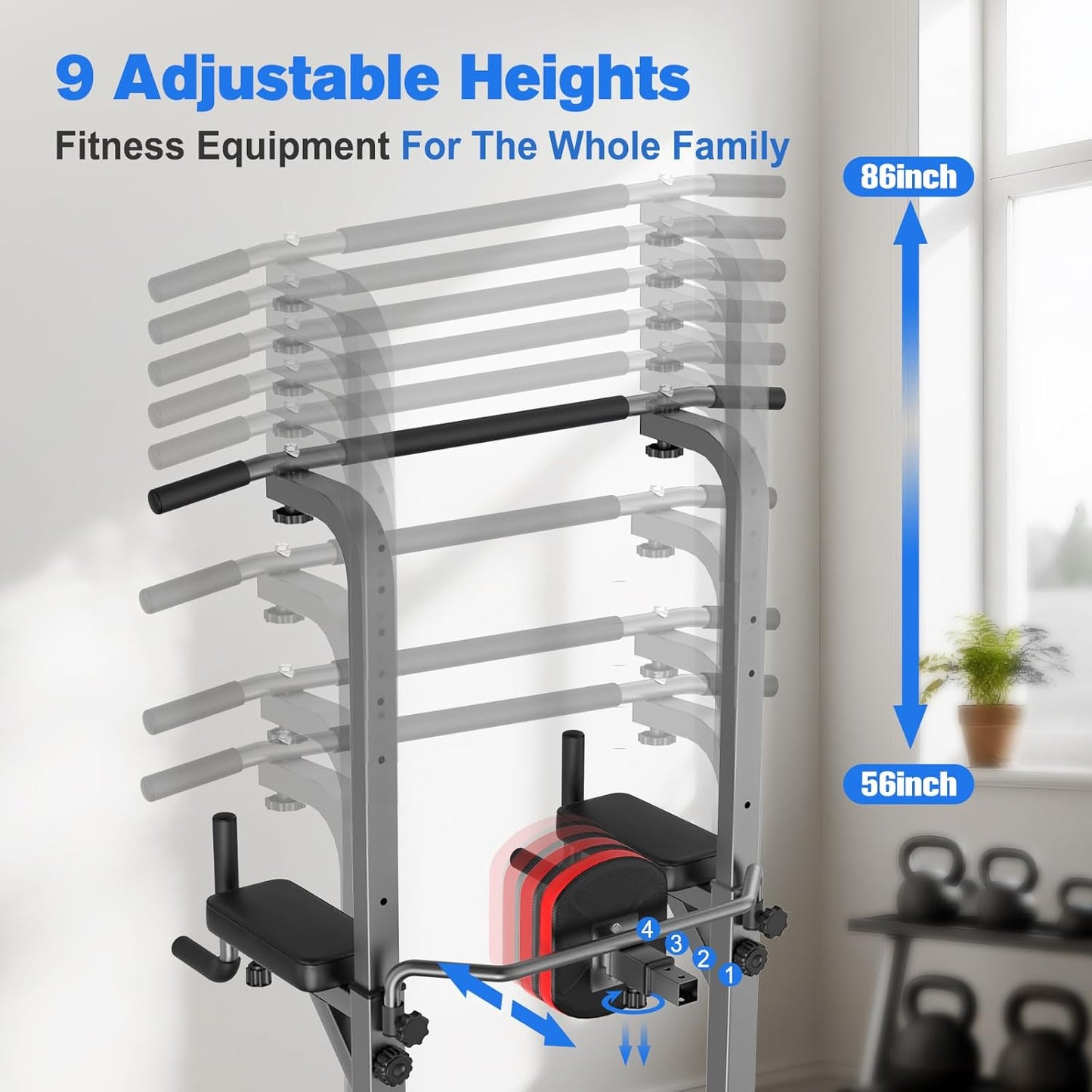 Power Tower Pull Up Bar Station – Home Gym Dip & Strength Training Fitness Equipment