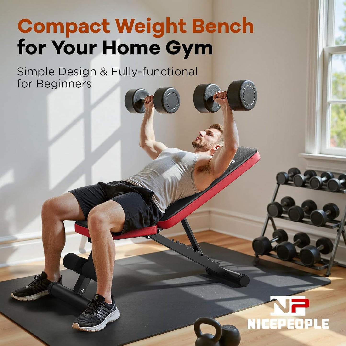 Adjustable Weight Bench – 660 lb Foldable Workout Bench with 8 Backrest Positions for Home Gym Training