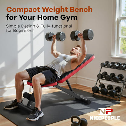 Adjustable Weight Bench – 660 lb Foldable Workout Bench with 8 Backrest Positions for Home Gym Training