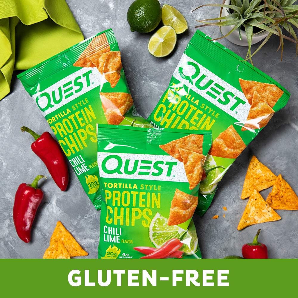 Chili Lime Tortilla-Style Protein Chips – 20g Protein, 3g Net Carbs, Gluten-Free (Pack of 12)