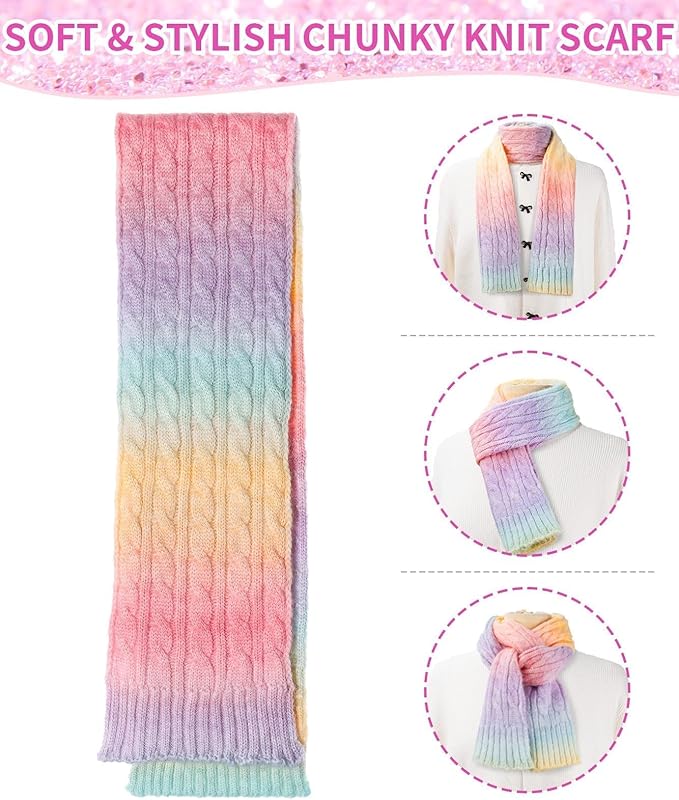 Kids Winter Hat, Scarf & Mittens Set – Fleece-Lined Knit (Ages 9–15, Candy Colors)