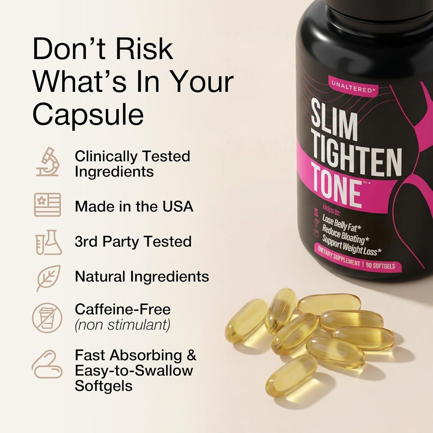 Belly Fat Burner for Women - Slim Waist, Lose Stomach Fat, Reduce Bloating - Natural Weight Loss Pills, Appetite Suppressant, & Metabolism Booster - 90 Capsules