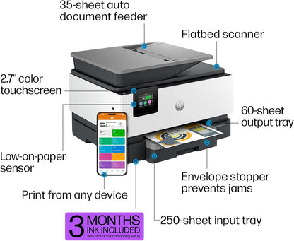 OfficeJet Pro 9125e All-in-One Printer – Print, Copy, Scan, Fax; 3-Month Instant Ink Trial Included