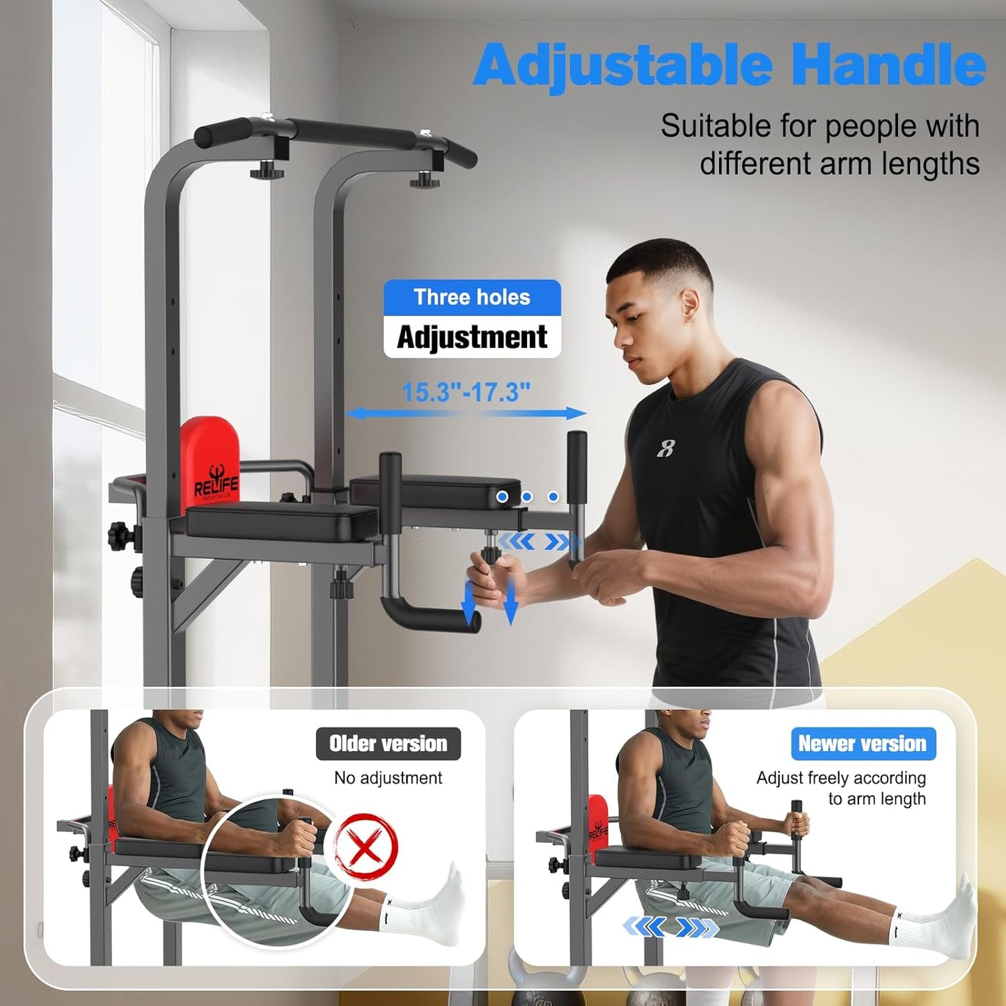 Power Tower Pull Up Bar Station – Home Gym Dip & Strength Training Fitness Equipment